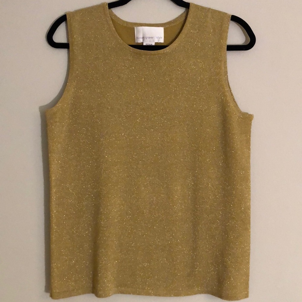 Susan Graver Gold Shimmer sleeveless sweater size M